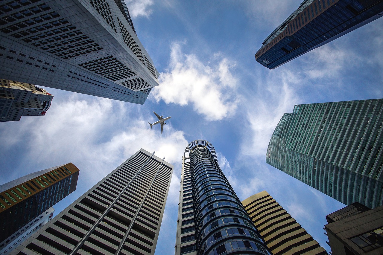 skyscrapers, singapore, city, sky, nature, buildings, financial district, architecture, urban, high rise buildings